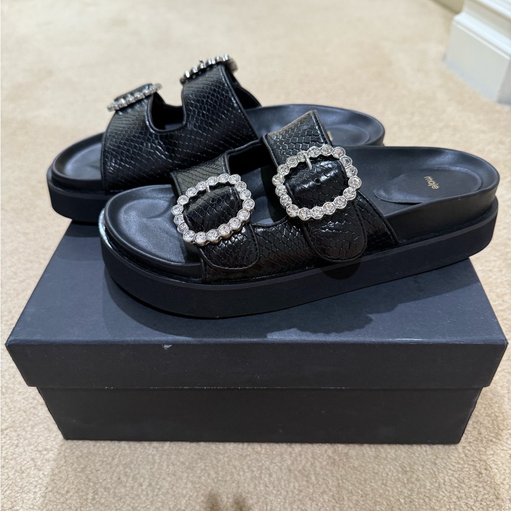 Maje Black Embellished Buckle Sandals